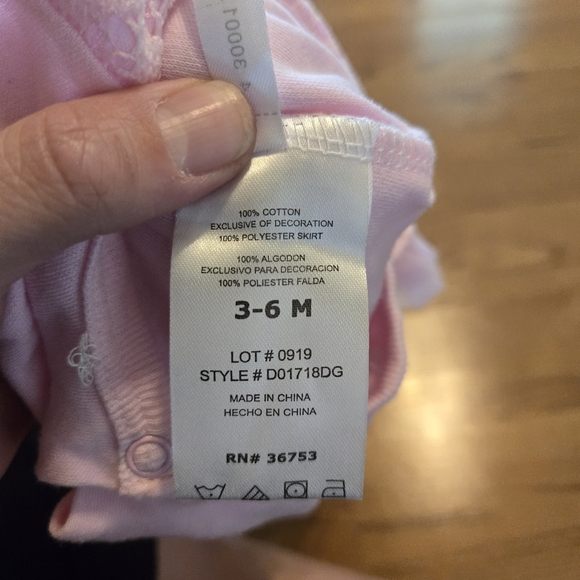 DDG Darlings Pink Floral Lace Baby Dress Mesh Glitter White Trim Preppy 3-6M - Picture 3 of 8